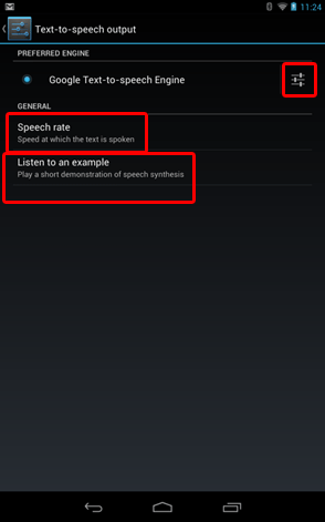 Nexus 7 Text to Speech Settings